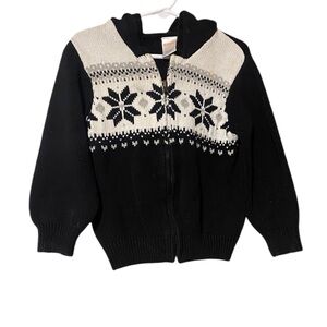 Gymboree Girls Fair Isle Knit Cardigan Sweater Size 2T Hood Winter Holiday Comfy